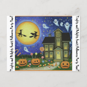 "Frights and Delights Await: Halloween Party Time! Postcard