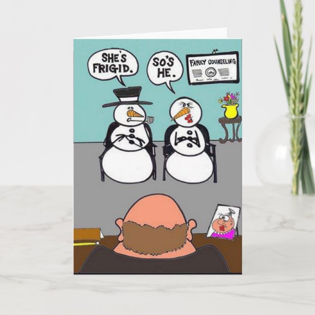 Frigid Snowman Holiday Card (Front)