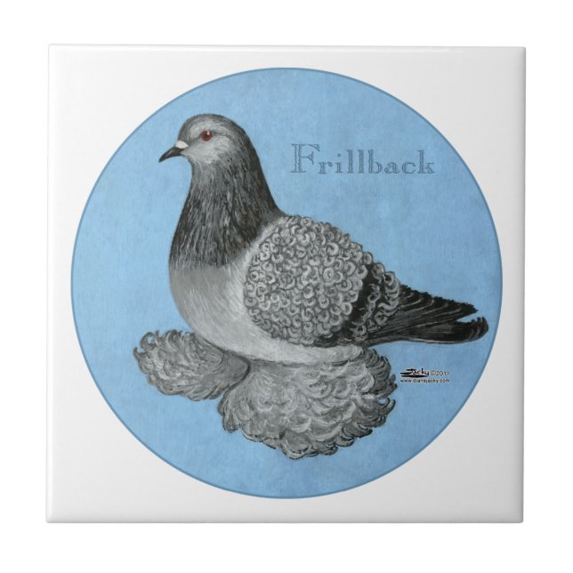 Frillback Blue Grizzle Pigeon Tile (Front)