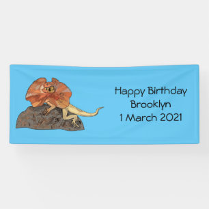 Frilled-neck lizard cartoon illustration banner