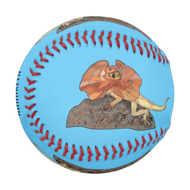 Frilled-neck lizard cartoon illustration baseball (Front Left)