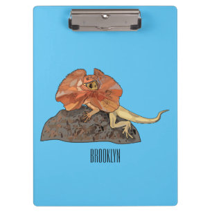 Frilled-neck lizard cartoon illustration clipboard