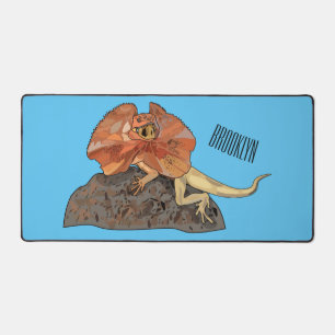 Frilled-neck lizard cartoon illustration desk mat