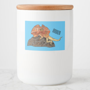Frilled-neck lizard cartoon illustration food label