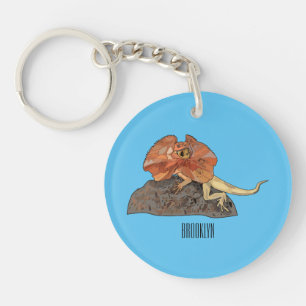 Frilled-neck lizard cartoon illustration keychain