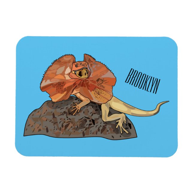 Frilled-neck lizard cartoon illustration magnet (Horizontal)