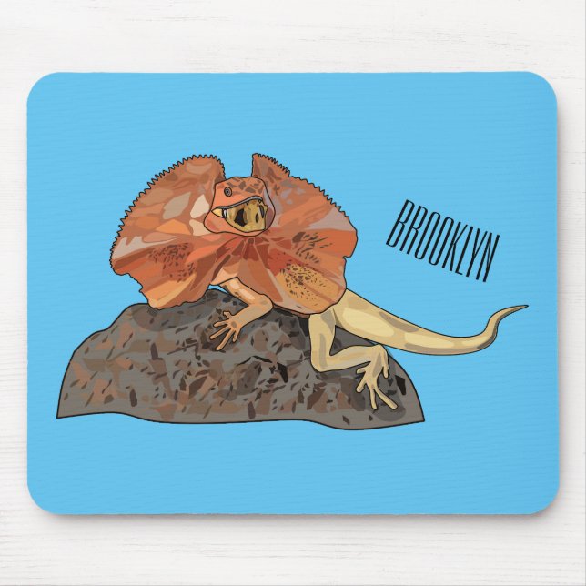 Frilled-neck lizard cartoon illustration mouse pad (Front)