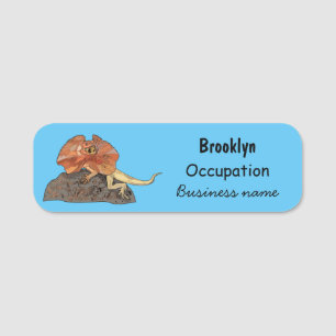 Frilled-neck lizard cartoon illustration name tag