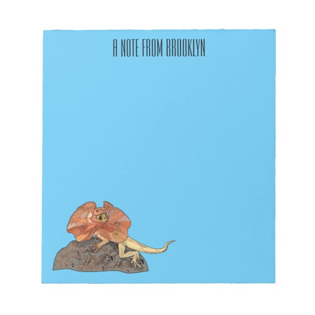 Frilled-neck lizard cartoon illustration notepad (Front)