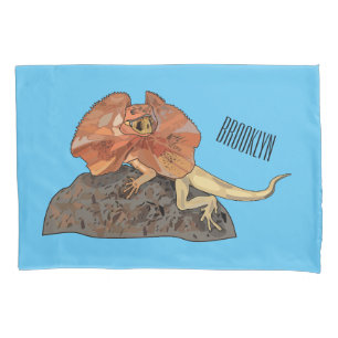 Frilled-neck lizard cartoon illustration pillowcase