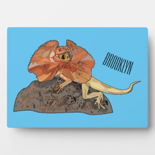 Frilled-neck lizard cartoon illustration plaque