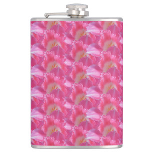 Frilled Pink Tulips – Modern Floral Design Hip Flask