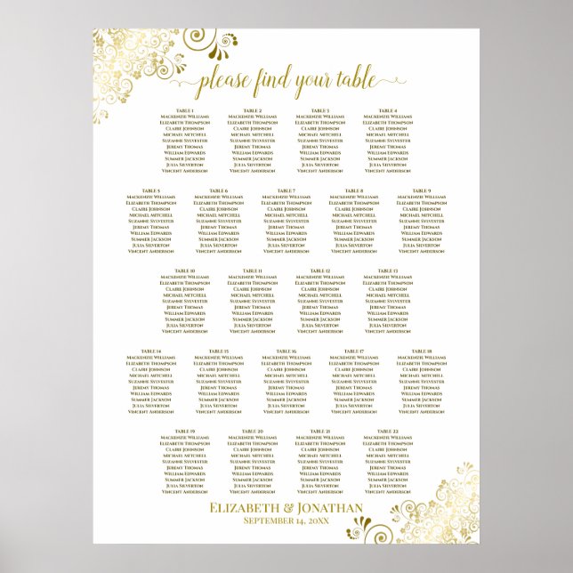 Frilles Gold 22 Tableau Mariage Places de siège Bl (Devant)