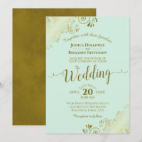Frilly Elegant Neo Mint Green & Gold Wedding