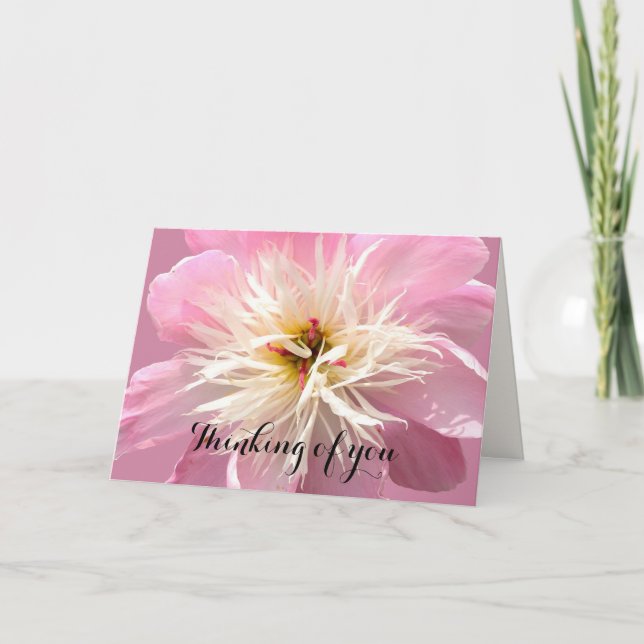 Frilly Pink Peony Custom Message Card (Front)