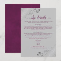 Frilly Silver Lace Magenta & Grey Wedding Details