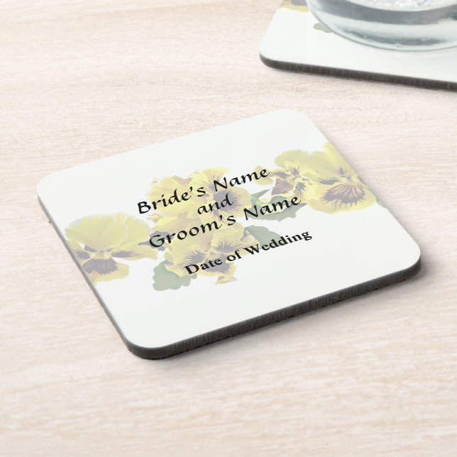 Frilly Yellow Pansies Wedding Products Coaster (Left Side)