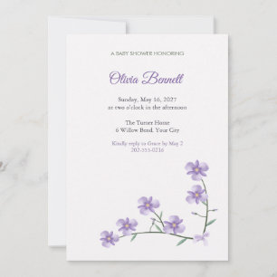 Fringe Lily Lilac Flower Baby Shower Invitation