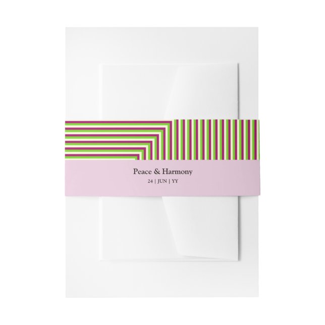 Fringe Stripes Lilac Wedding Invitation Belly Band (Front Example)