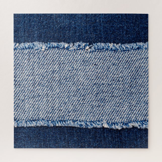 Fringed denim blue jeans frame. jigsaw puzzle (Vertical)