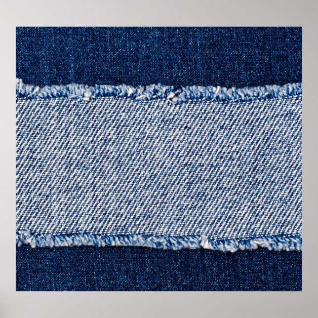 Fringed denim blue jeans frame. poster (Front)
