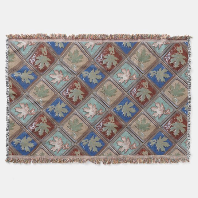 Fringed Throw Blanket, maple leaves Blanket (Front)