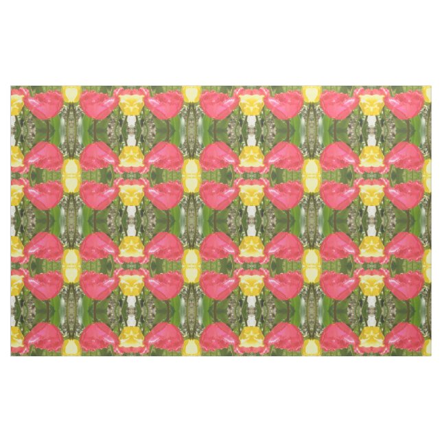 Fringed Tulips Floral Patterned Craft Fabric (Fat Quarter)