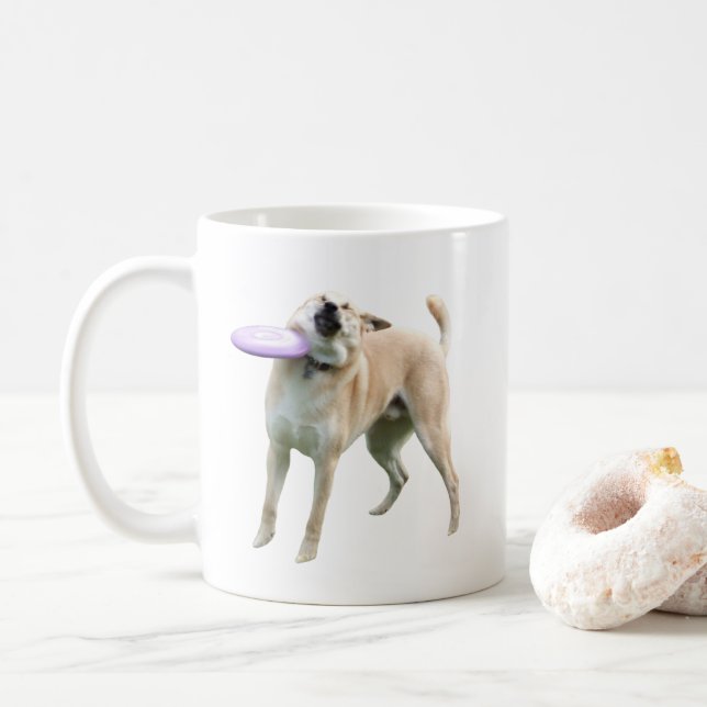 Frisbee Chien mème Mug double face (Avec donut)