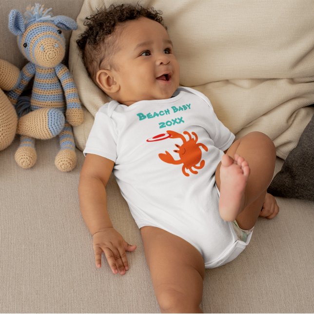 Frisbee Crab Beach Baby Personalized Bodysuit (Creator Uploaded)