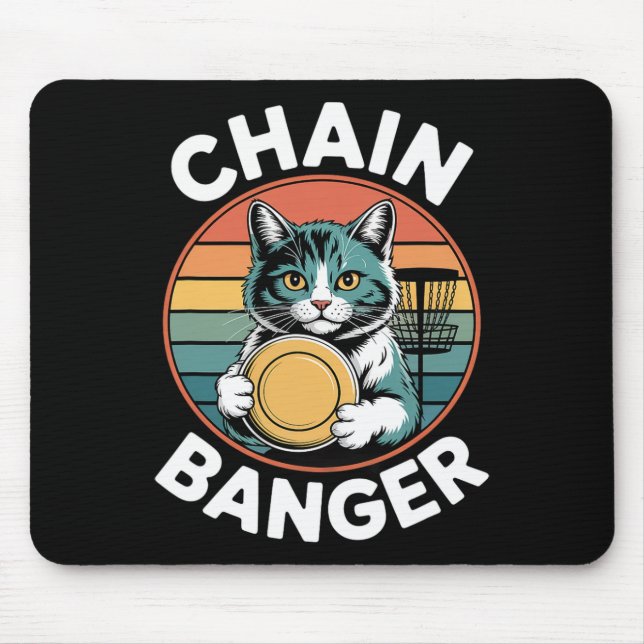 Frisbee Golf Cat Player Holding Golf Discs Kawaii  Mouse Pad (Front)