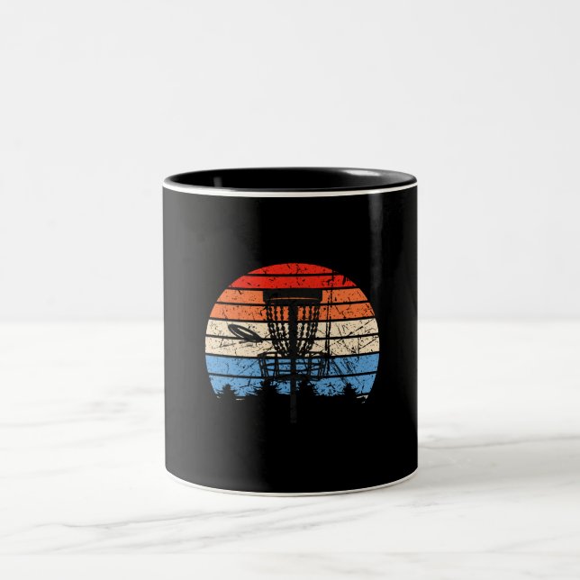 Frisbee Golf Disc Golf Retro   Two-Tone Coffee Mug (Center)