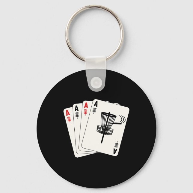 Frisbee Golf Hole In One Ace Cards Funny Disc Golf Keychain (Front)