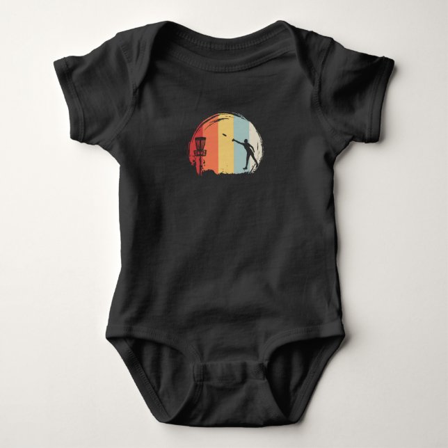 Frisbee Golf Retro Baby Bodysuit (Front)