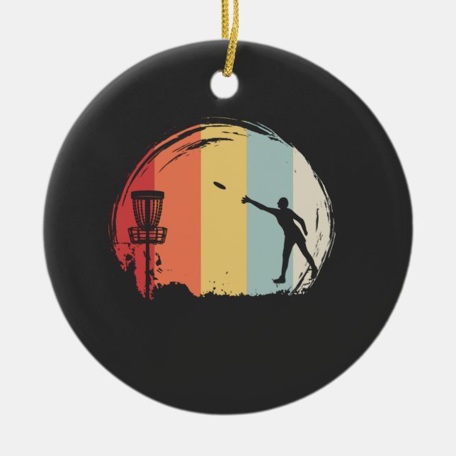 Frisbee Golf Retro Ceramic Ornament (Front)
