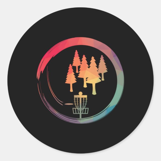 Frisbee Golfer Disc Golf Basket Classic Round Sticker (Front)