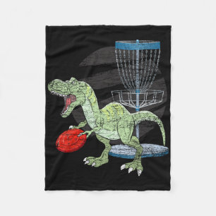 Frisbee Golfer T Rex Dinosaur Golf Player Dino Dis Fleece Blanket