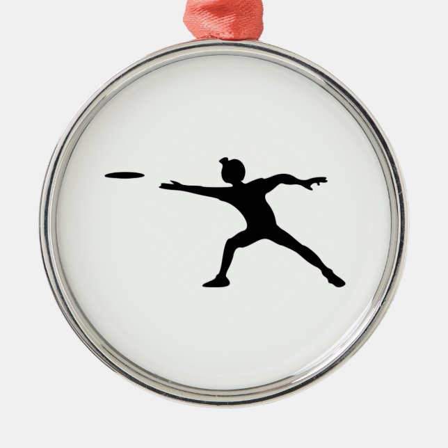 Frisbee Silhouette Metal Ornament (Front)