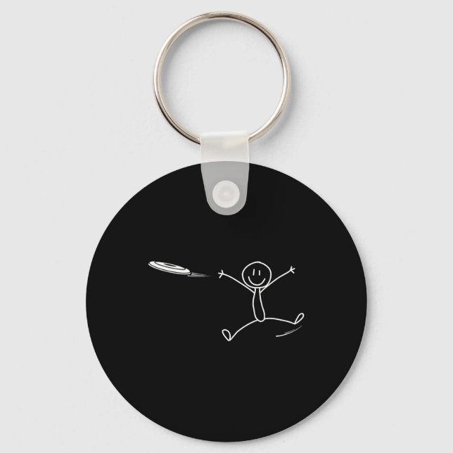 Frisbee Stickman Disc Golf Funny Ultimate Frisbee  Keychain (Front)