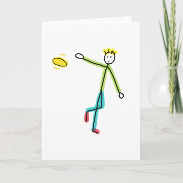 Frisbee Throwing Stickman Card (Front)