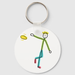 Frisbee Throwing Stickman Keychain