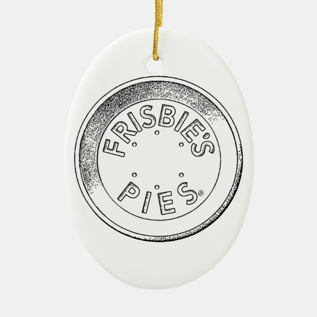 Frisbie Pie Tin ceramic tree ornament (Front)