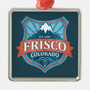 Frisco Colorado teal shield holiday ornament