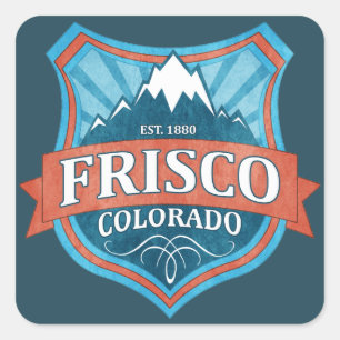 Frisco Colorado teal shield square stickers