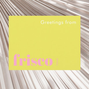 Frisco Texas typographic yellow pink Postcard