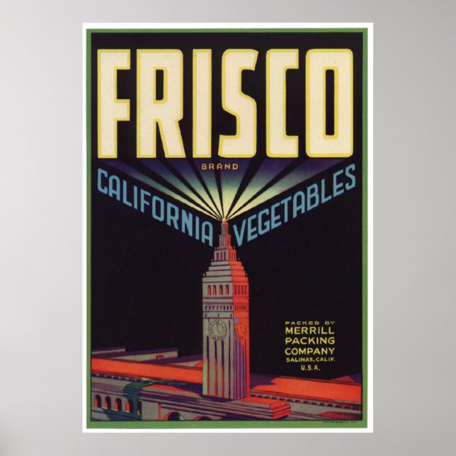 Frisco Vintage Old Vegetables Crate Labels Ad Poster (Front)