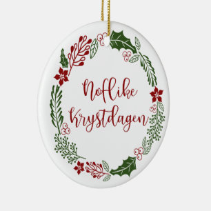 Frisian Merry Christmas Wreath, Noflike Krystdagen Ceramic Ornament