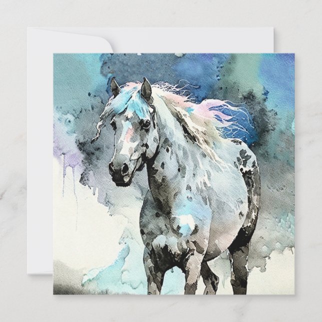 Frisky Appaloosa Mare Watercolour Invitation (Front)
