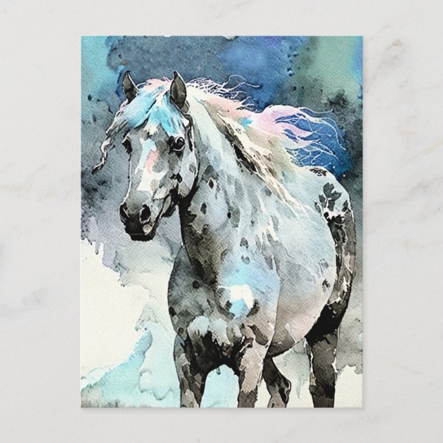 Frisky Appaloosa Mare Watercolour Postcard