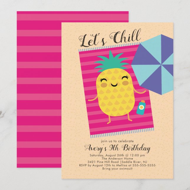 Frissons l'été Invitation d'anniversaire (Devant / Derrière)