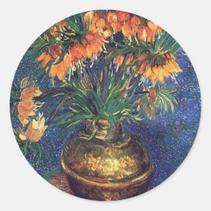 Fritillaries in a Copper Vase by Van Gogh Classic Round Sticker